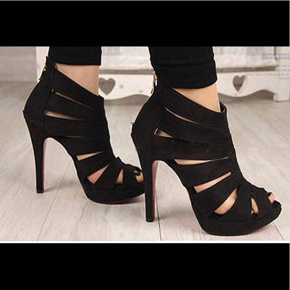 Strappy Suede Heels